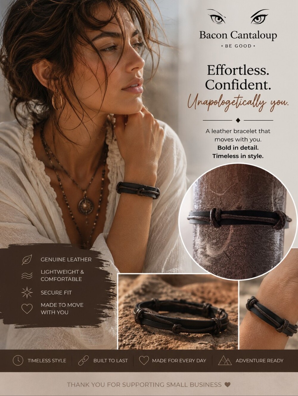 Brown Braided Leather Wrap Bracelet